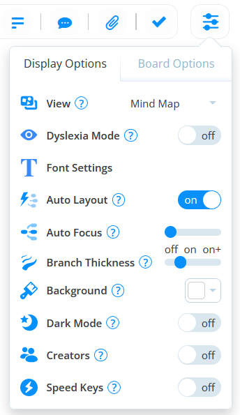To enable dark mode, open up the display options menu.