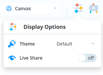Showing options in the Display Options.