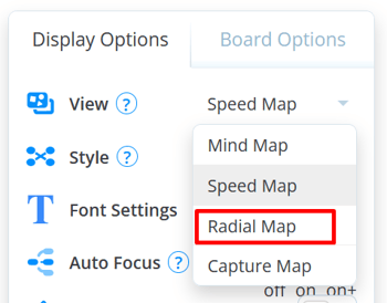 In the View section, open the drop-down menu and select Radial Map.