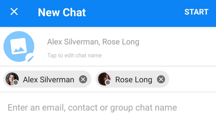 The title of the chat will automatically appear as a list of the contact names.
