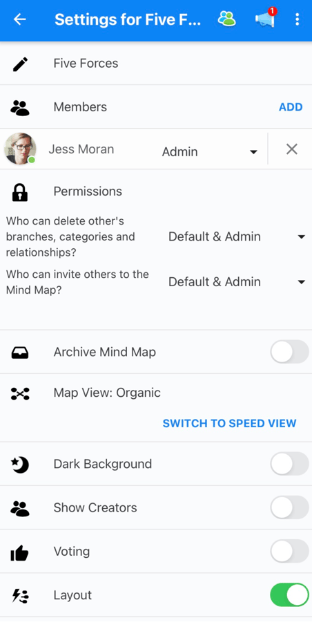 In mind map settings, choose switch to speed view