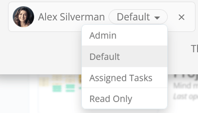 Changing permissions when click on the drop-down menu next to the user's name