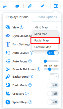 Selecting Radial Map from the map's settings