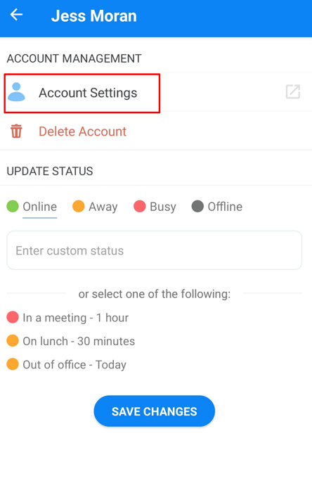 Selecting Account Settings.