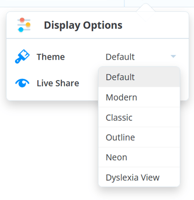 Selecting the theme from the drop-down menu.