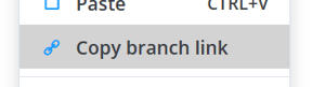 Selecting the copy branch link option.