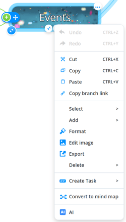 Context menu on the branch.
