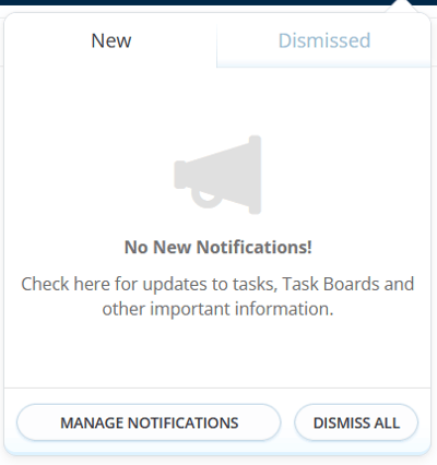 Window showing no more notifications.