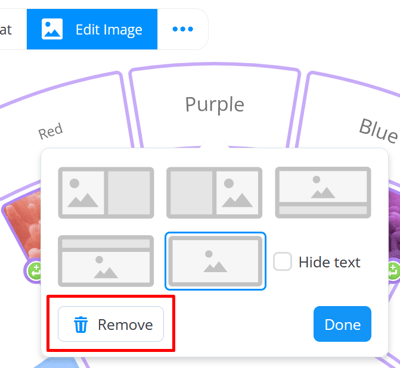 Edit window with remove option.