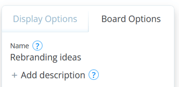Board Options with map's name. 