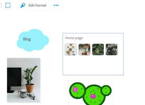 Click on any item that you have created on the whiteboard. 
