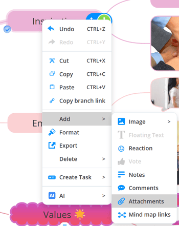 Right click on a branch and choose attachments