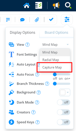 Selecting the Capture Map in the Display Options.