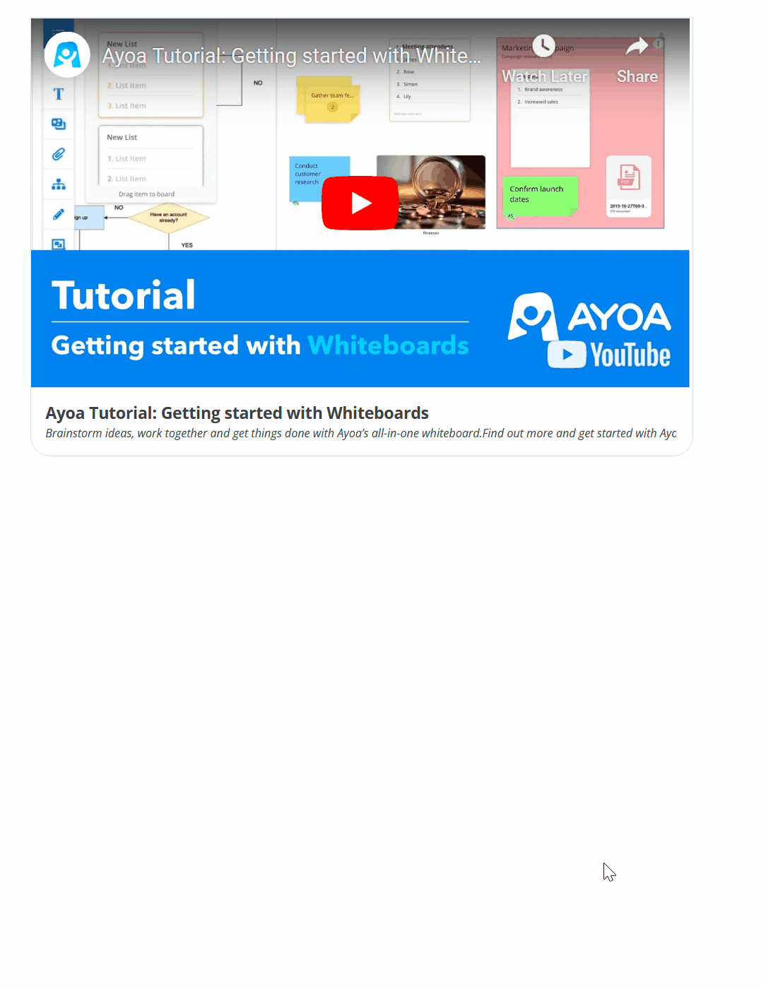 Inserting YouTube videos Whiteboards