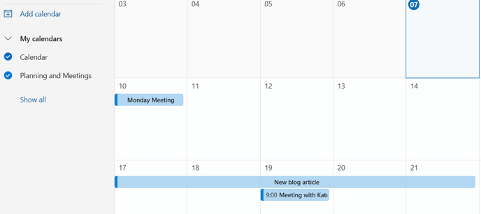 Moving tasks in Outlook calendar.