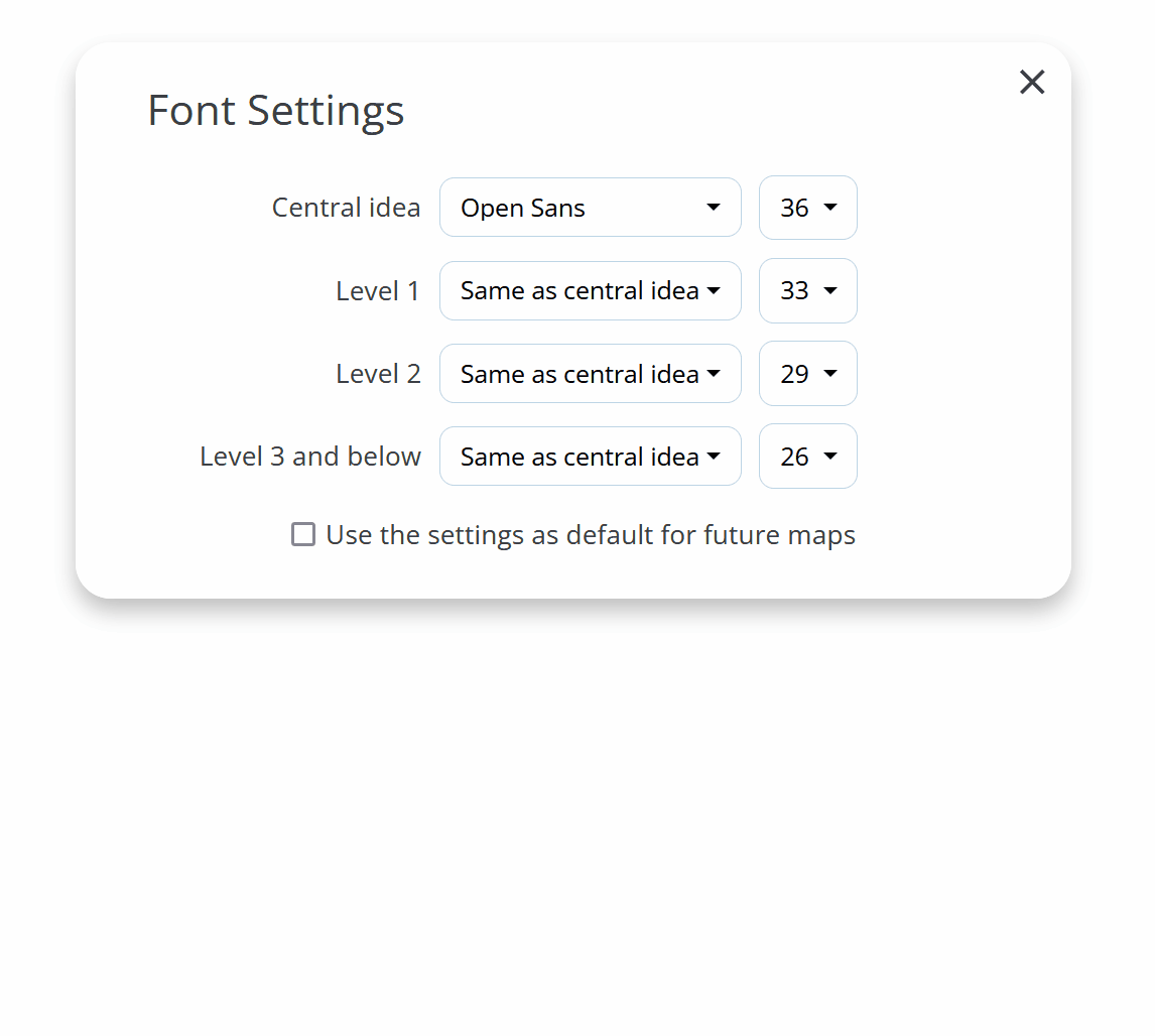 The font settings window.