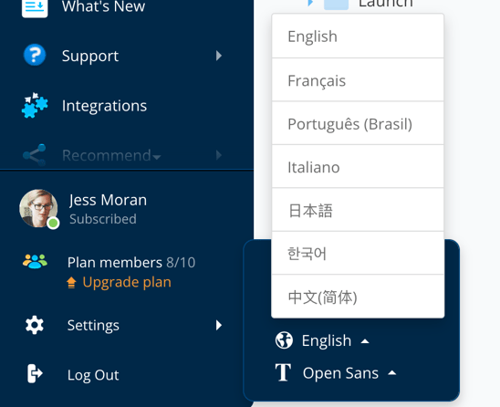 Click on your language choice to choose the available language.
