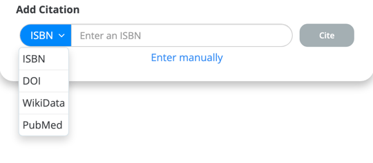 Choose citation type