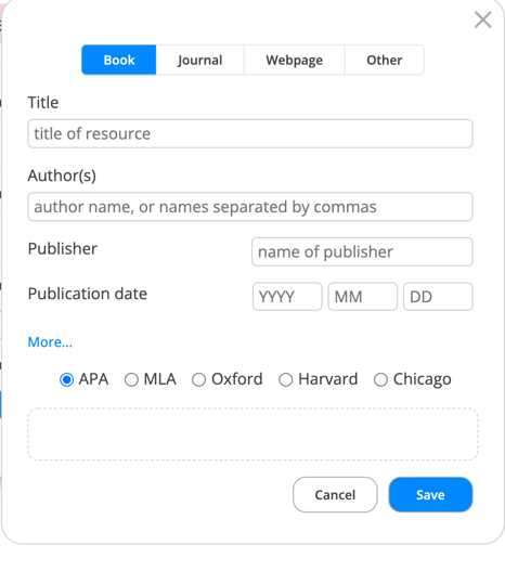 Fill in the details of your citation