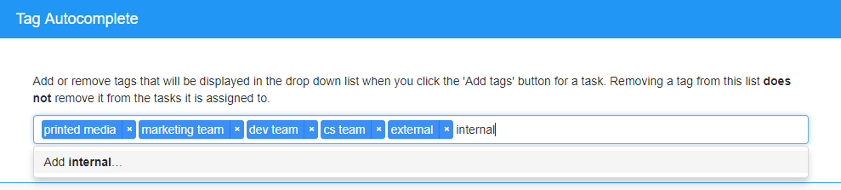 Adding tags in the tag section.