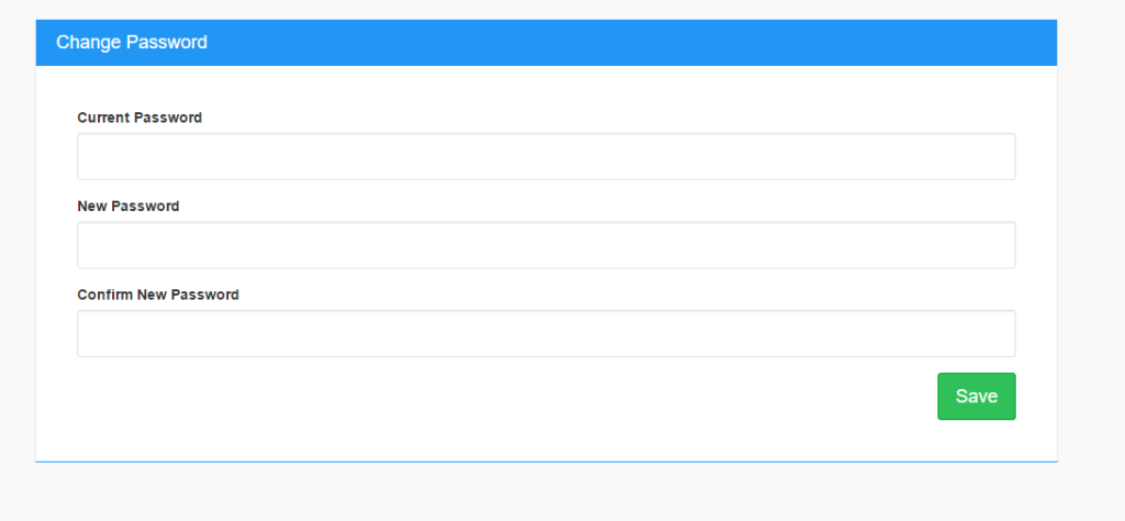 Window for setting up a new password.