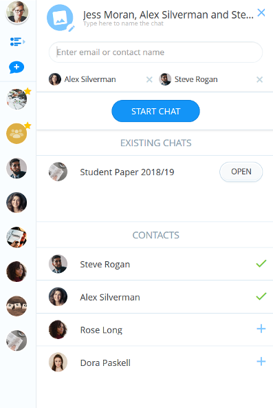 To begin a group chat, simply add multiple contacts in the same way.