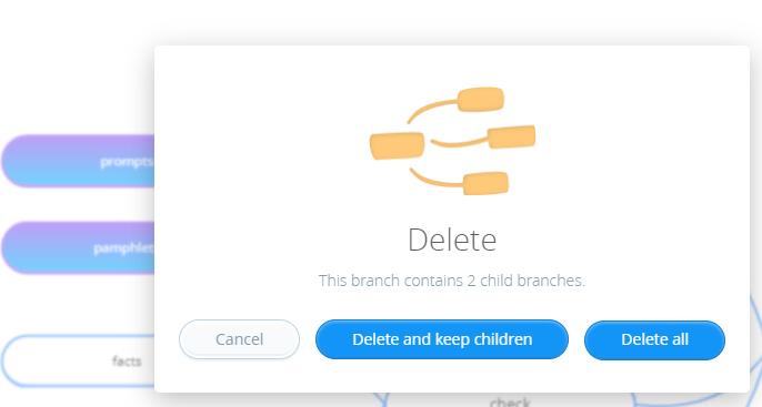 When deleting a branch with child branches