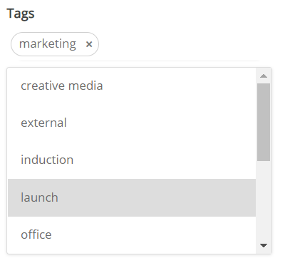 Selecting tags from the drop-down menu.