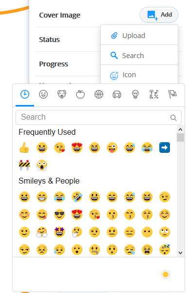 Click on Icon to browse through the different Emojis