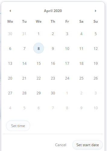 Selecting from the calendar date.