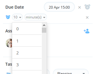 Selecting time for the reminder.