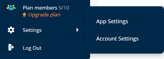 Select account settings from the main menu