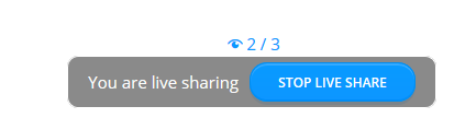 Window showing number of users in the live  share and stop option.