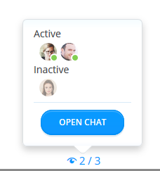 Window showing active and inactive users for the live share option.