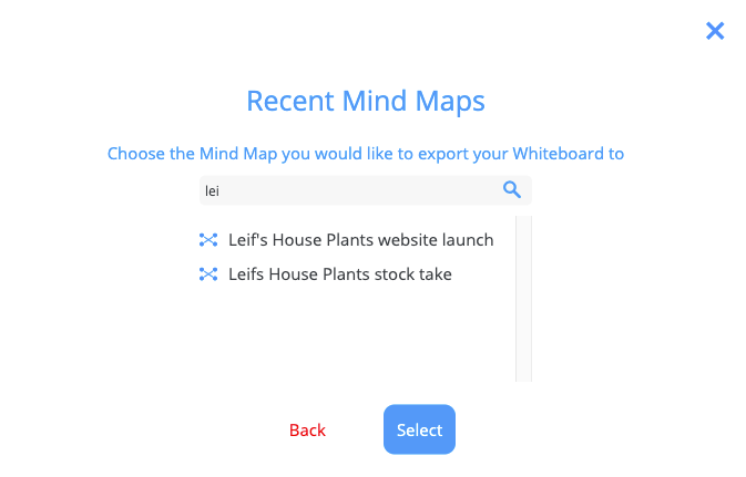 Selecting a recent mind map