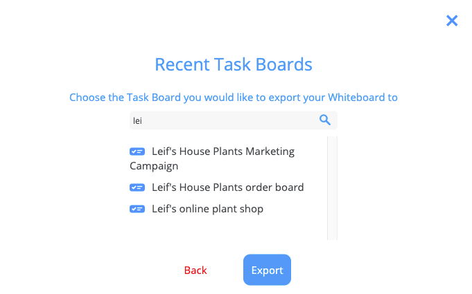 Choose a recent task board