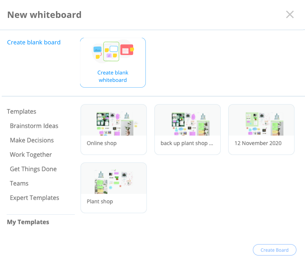 Selecting My Templates section.