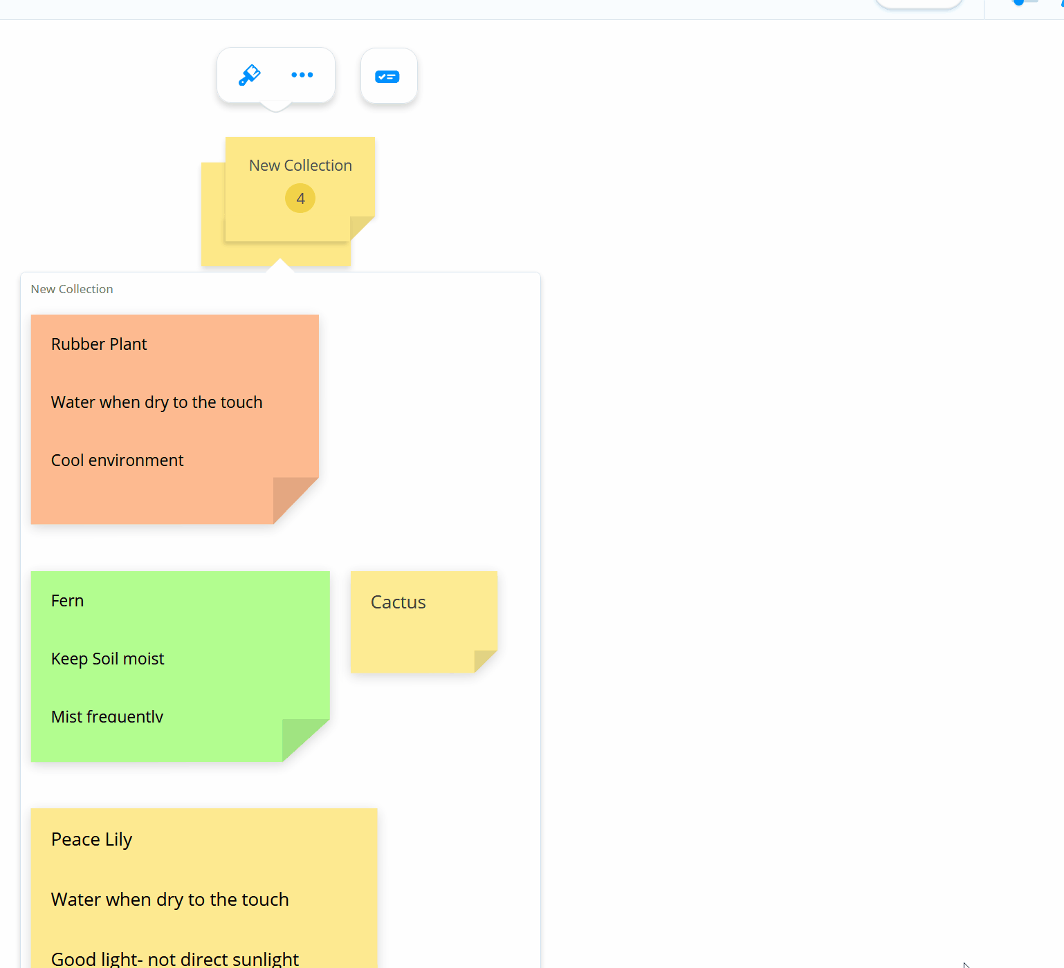 To remove notes, drag the notes out of the collection back to the whiteboard canvas