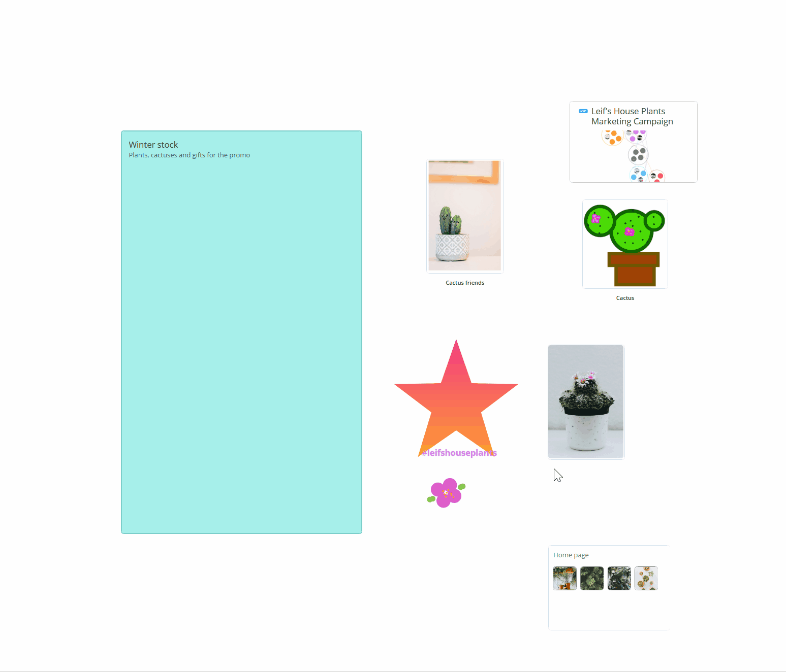 Drag sticky notes, images and other whiteboard items to your section