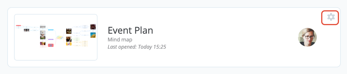 Choose your mind map and click on the cog icon