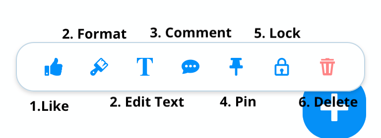 When selected an element on the whiteboard a toolbar will appear.