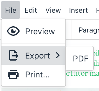Export your document as a PDF to use it outside Ayoa