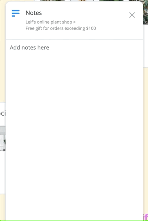 Click "Add notes here" to open the note editor.