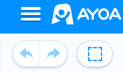 View of the undo/redo buttons in the top left corner of the app.