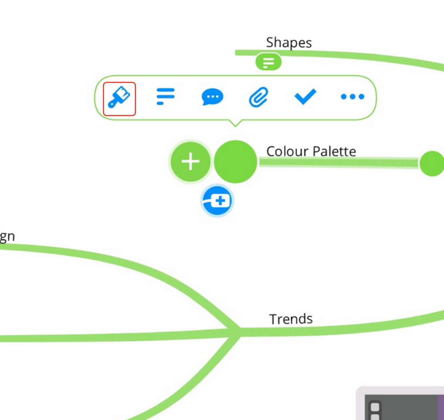 Select a mind map branch and tap the format icon