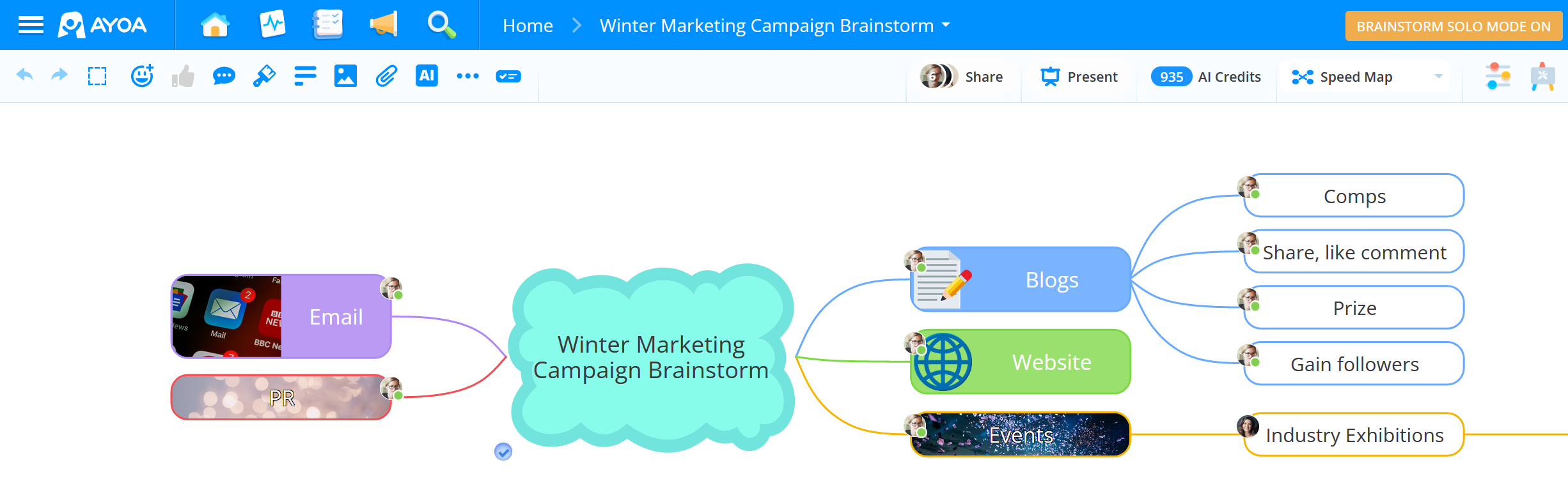 members of the mind map will not see any additional branches added by other users