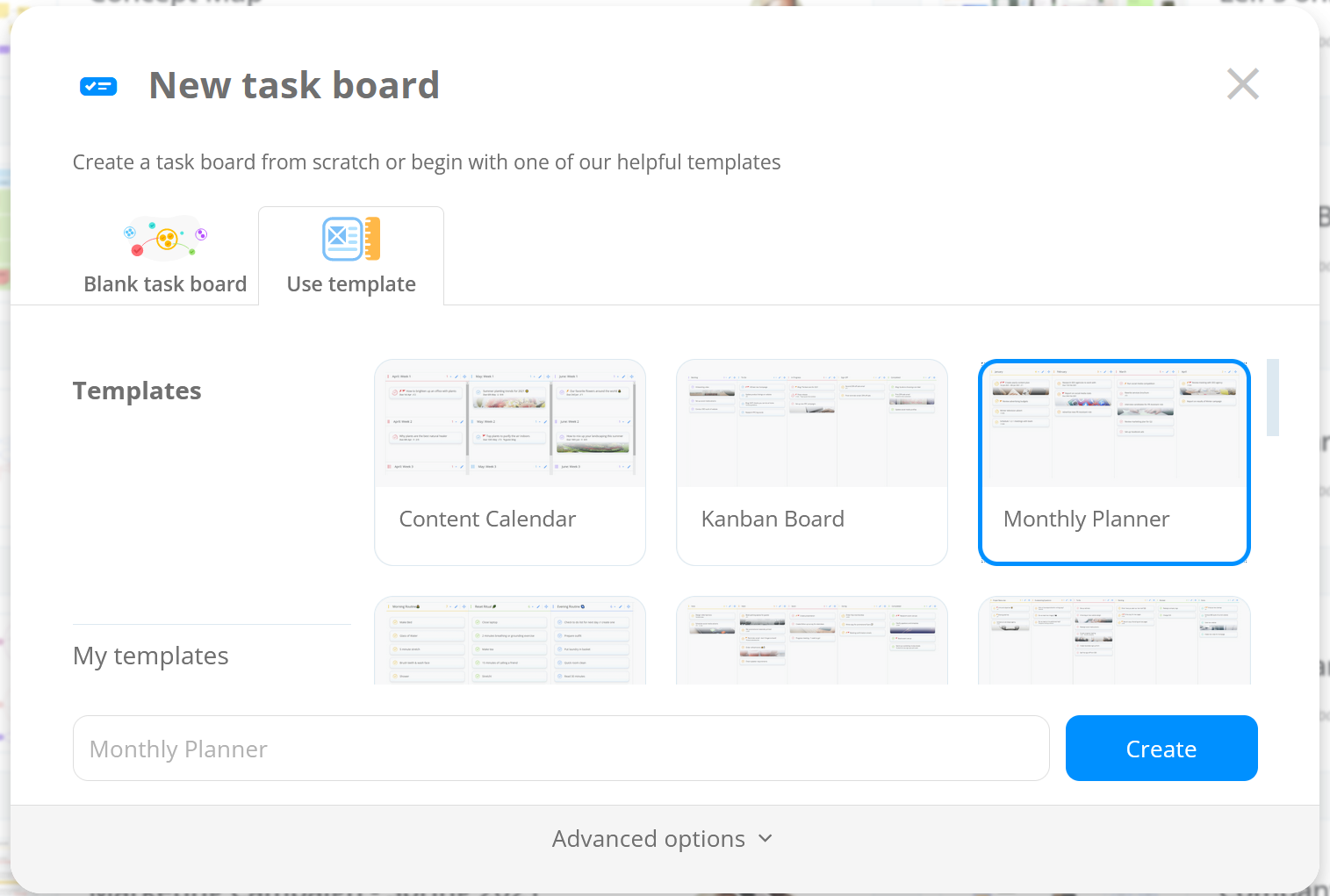 Choose a template to start your Ayoa task board