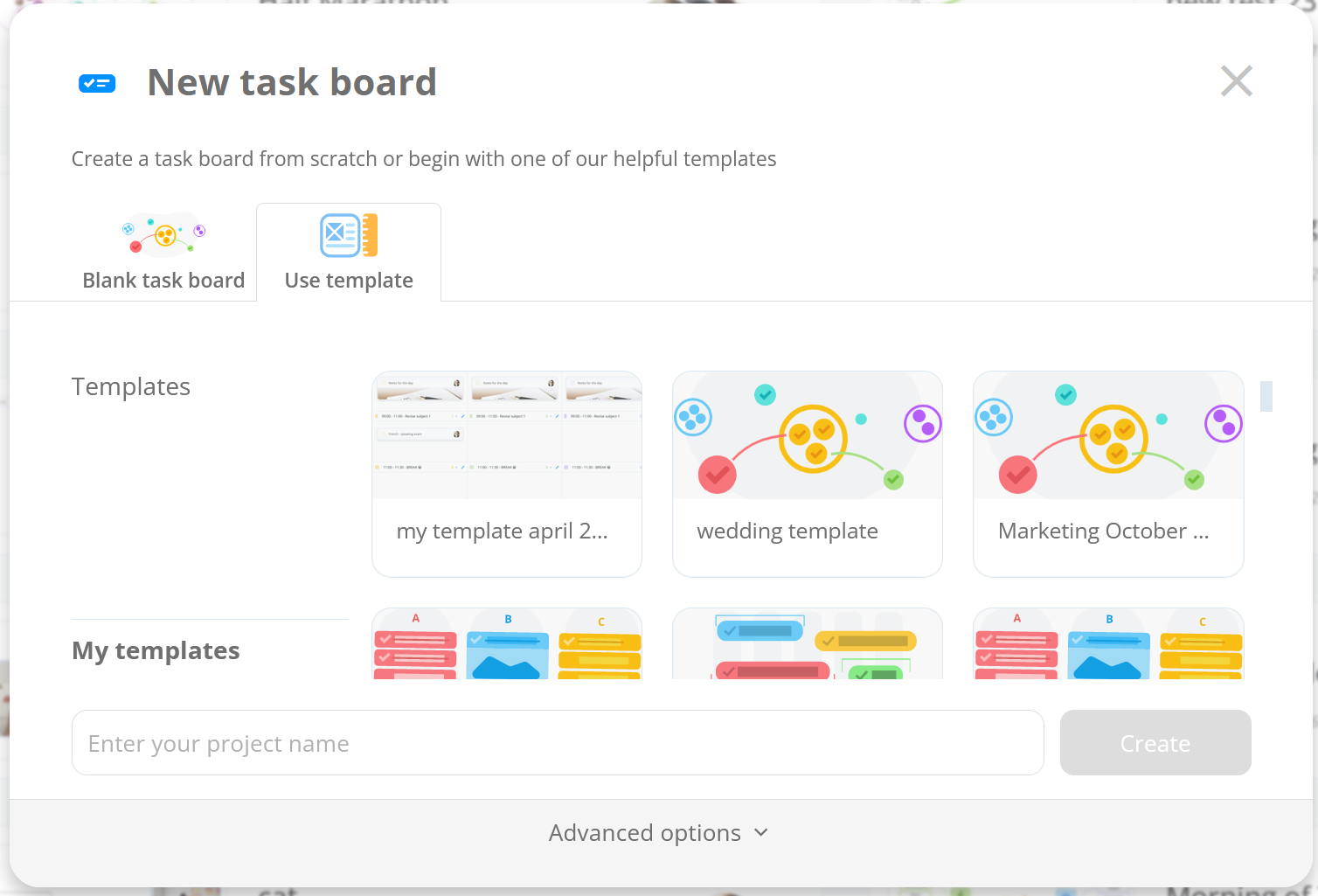 Selecting task board view.