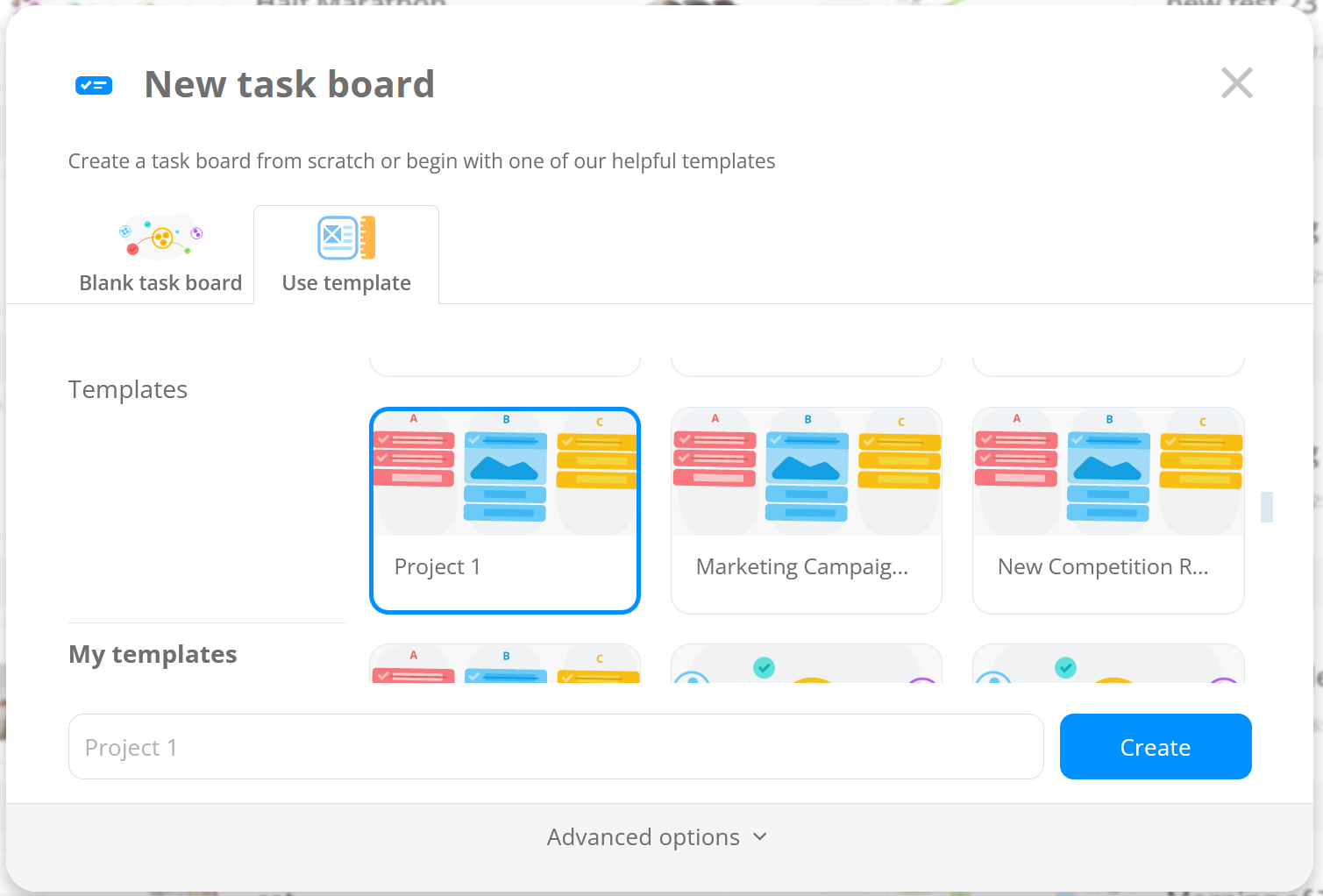 Confirming creating a new task board.
